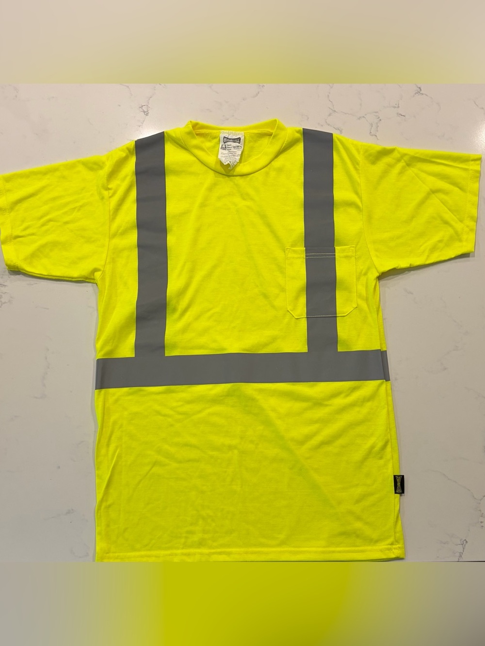 Hi-Vis Short Sleeve Safety Tee with Reflective Striping - Neon Yellow